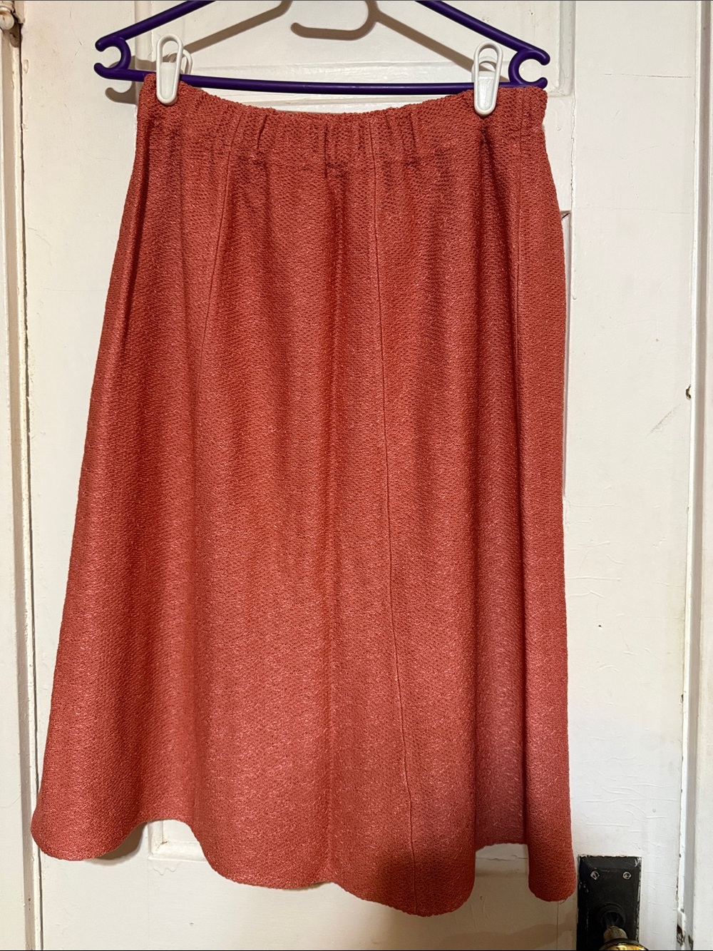 St. John Collection Rust A-Line Knit Midi Skirt